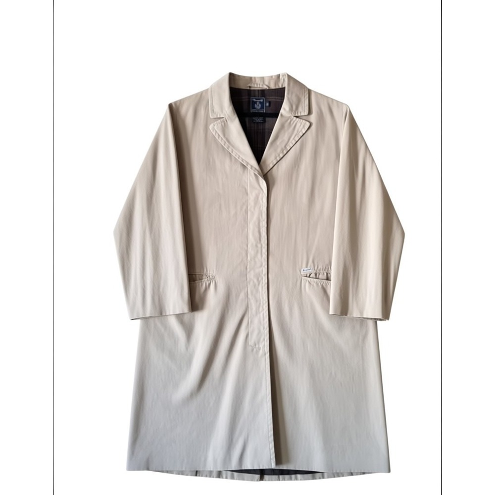 Faconnable Albert Goldberg Mens Tan Khaki Cotton Plaid Lined Trench Coat XL